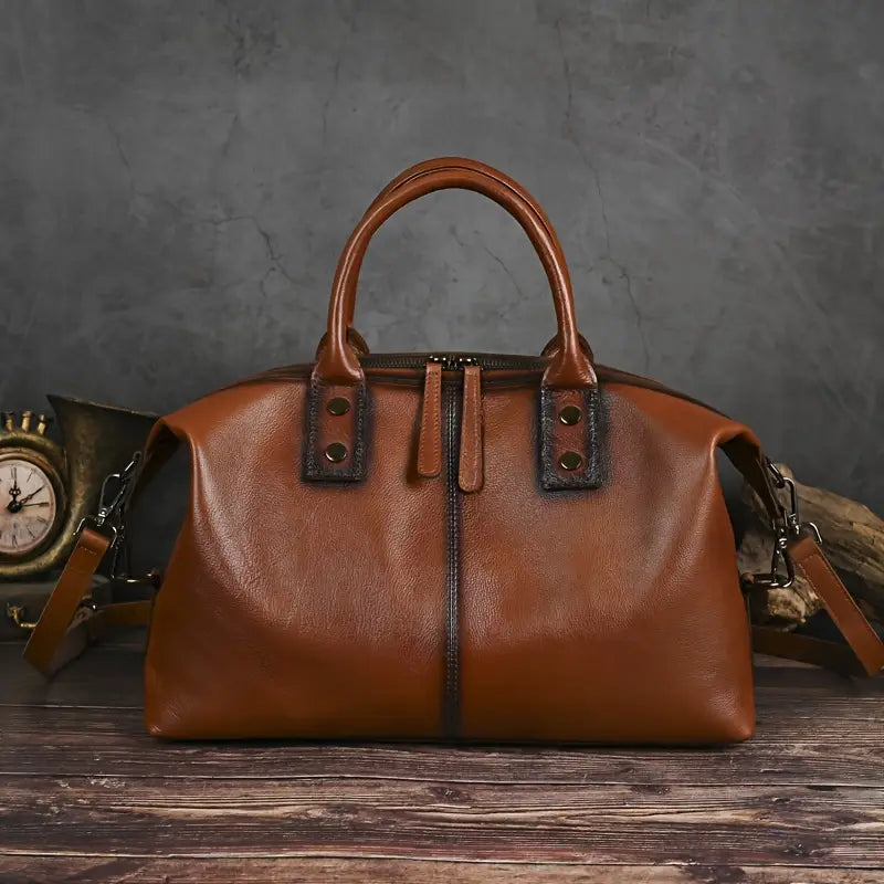 Vintage Brown Leather Handbag for Women