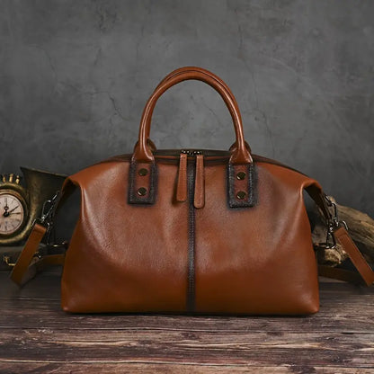 Vintage Brown Leather Handbag for Women
