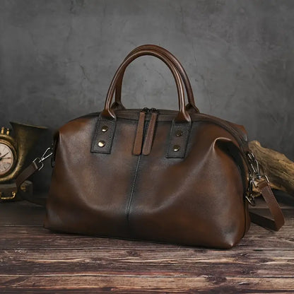 Vintage Brown Leather Handbag for Women
