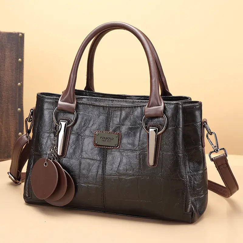 Fashionable Genuine Leather Retro Boston Bag